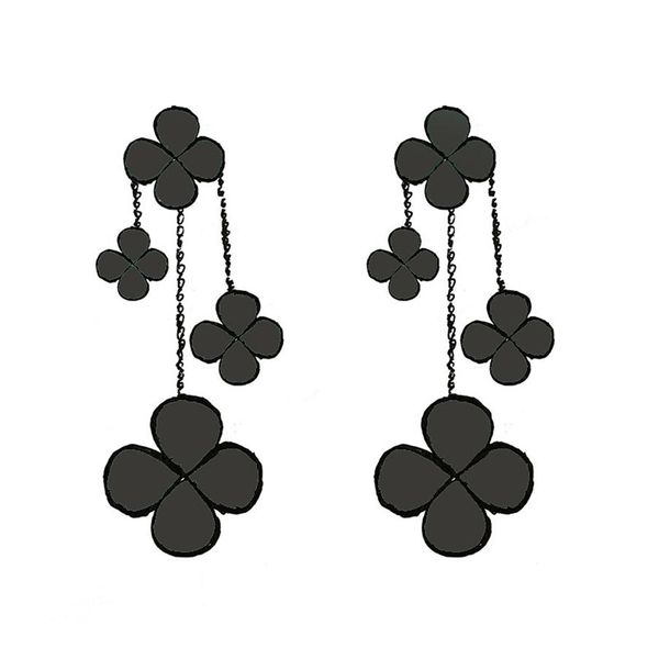 women gilrs dangle & chandelier earrings clover four-leaf 4 flowers mother-of-pearl designer jewelry sterling silver 58o